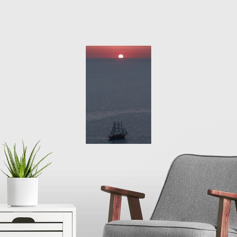A modern room featuring Sunset in Santorini Greece II