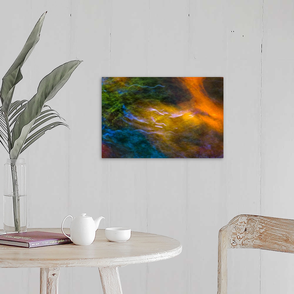 A farmhouse room featuring Photograph of colorful rippling water.