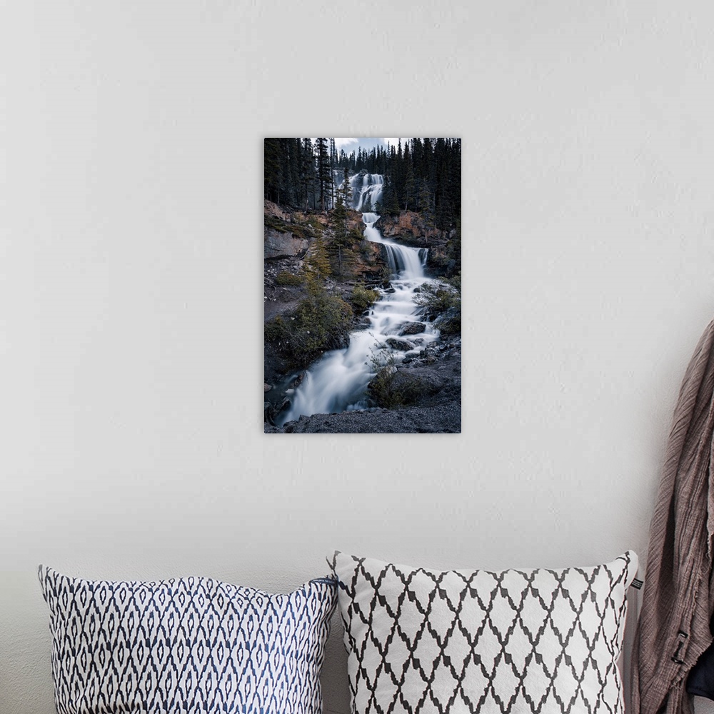 A bohemian room featuring Tangle Creek Falls along Icefield Parkway, One of the world's top scenic roads linking Banff Nati...