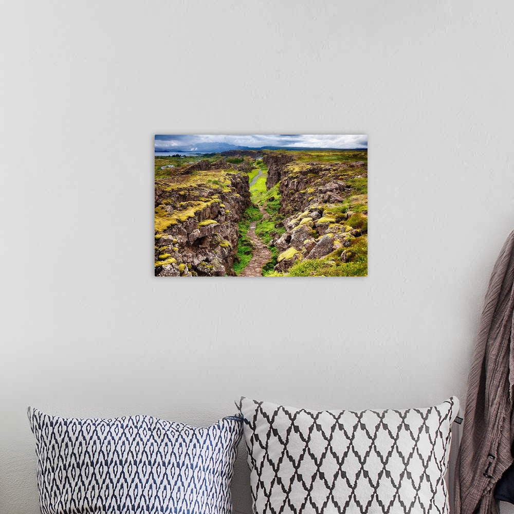 A bohemian room featuring High Angle View of  a Fault Line, Thingvellir National Park, Iceland