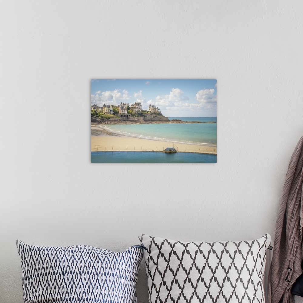 A bohemian room featuring The large beach of Dinard city in brittany, cotes d'armor area in france.