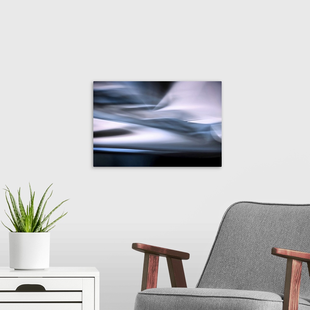 A modern room featuring An image representing an exploration trip to Antarctica.