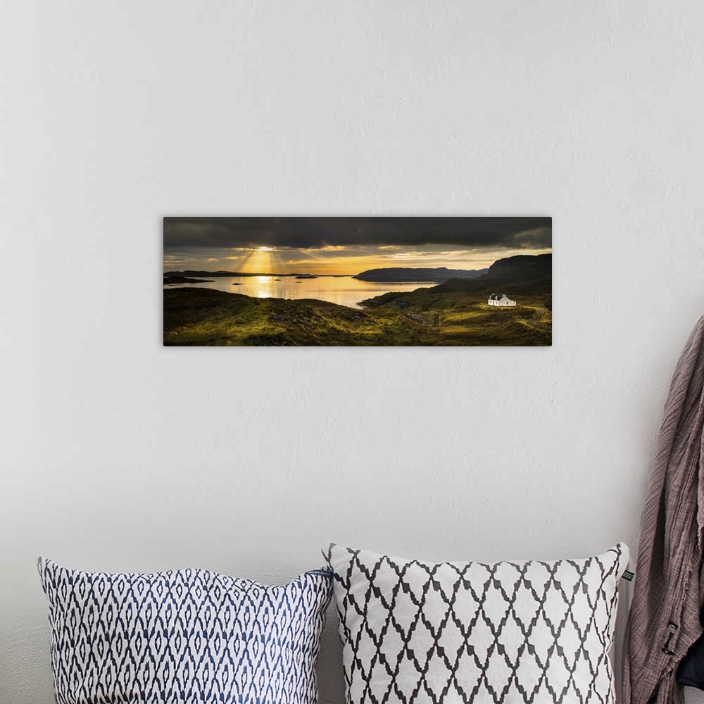 A bohemian room featuring Panorama of the the Isle of Skye at Sunset.