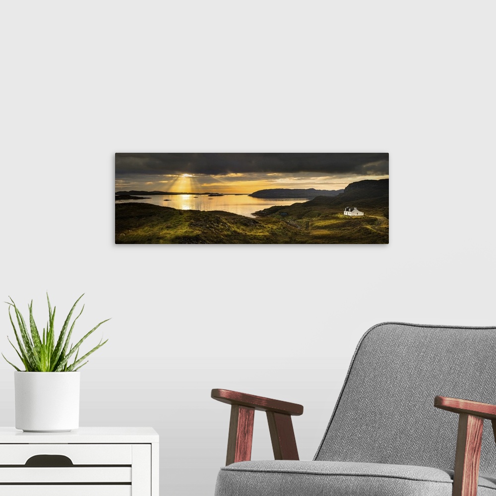 A modern room featuring Panorama of the the Isle of Skye at Sunset.