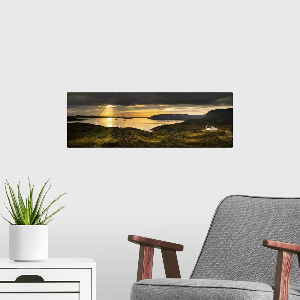 A modern room featuring Panorama of the the Isle of Skye at Sunset.