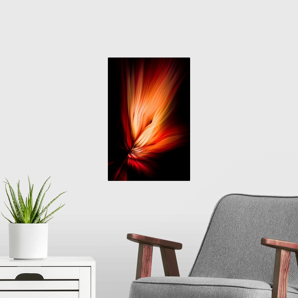 A modern room featuring Abstract photography created using photographic manipulation
