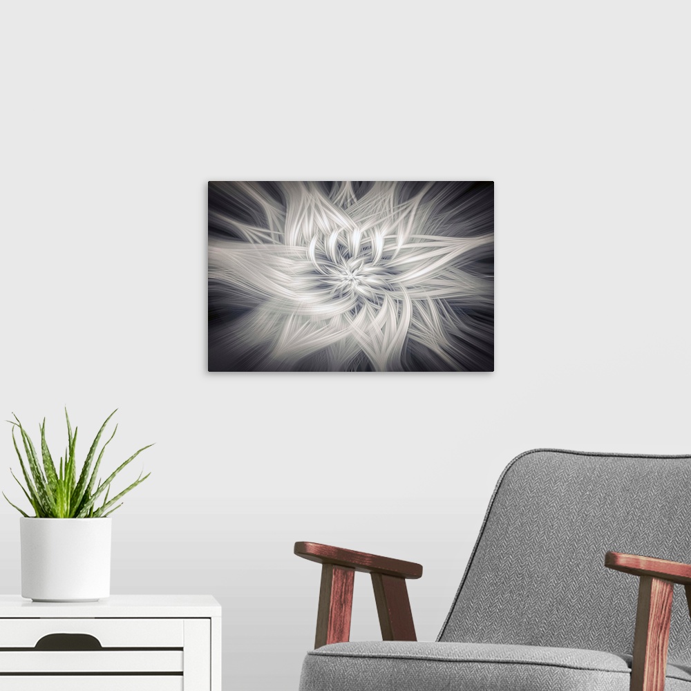 A modern room featuring Abstract Photography created using photographic manipulation