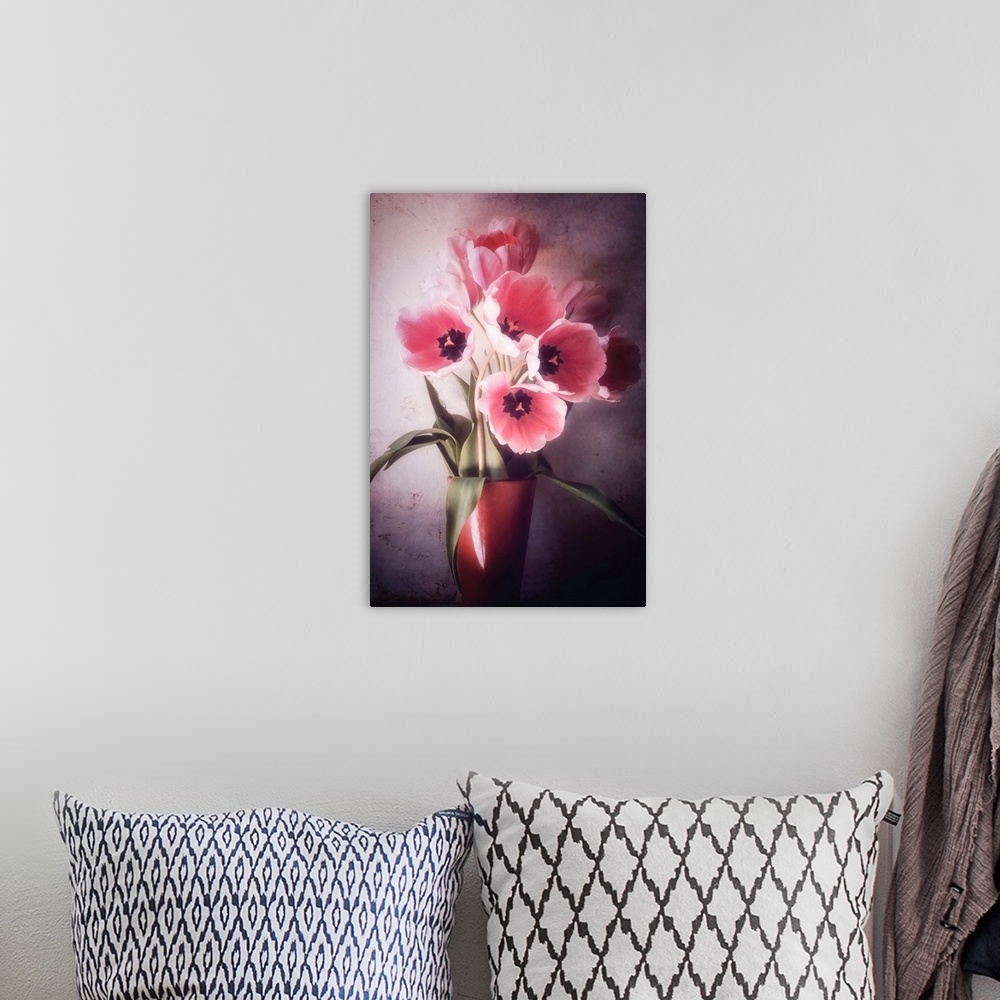 A bohemian room featuring Bouquet of tulips with a photo texture
