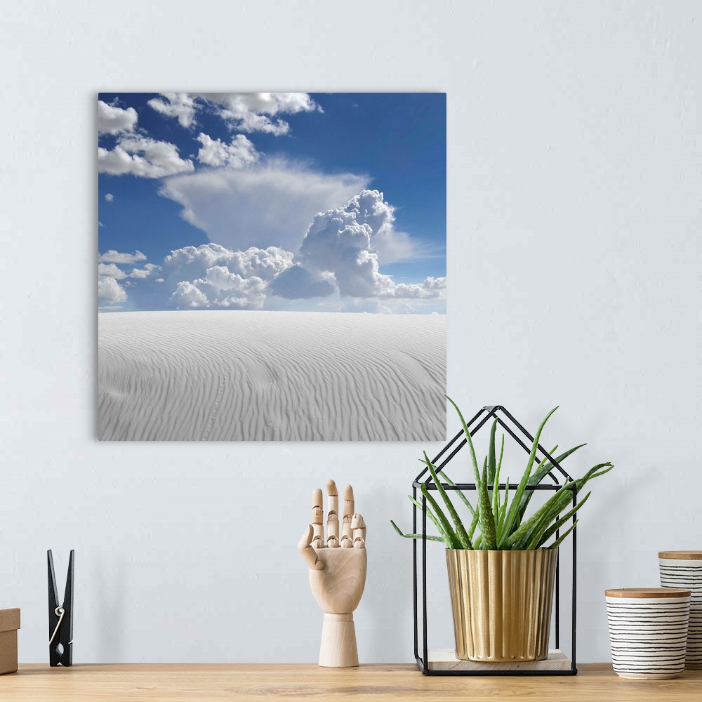 A bohemian room featuring White sand desert with clouds
