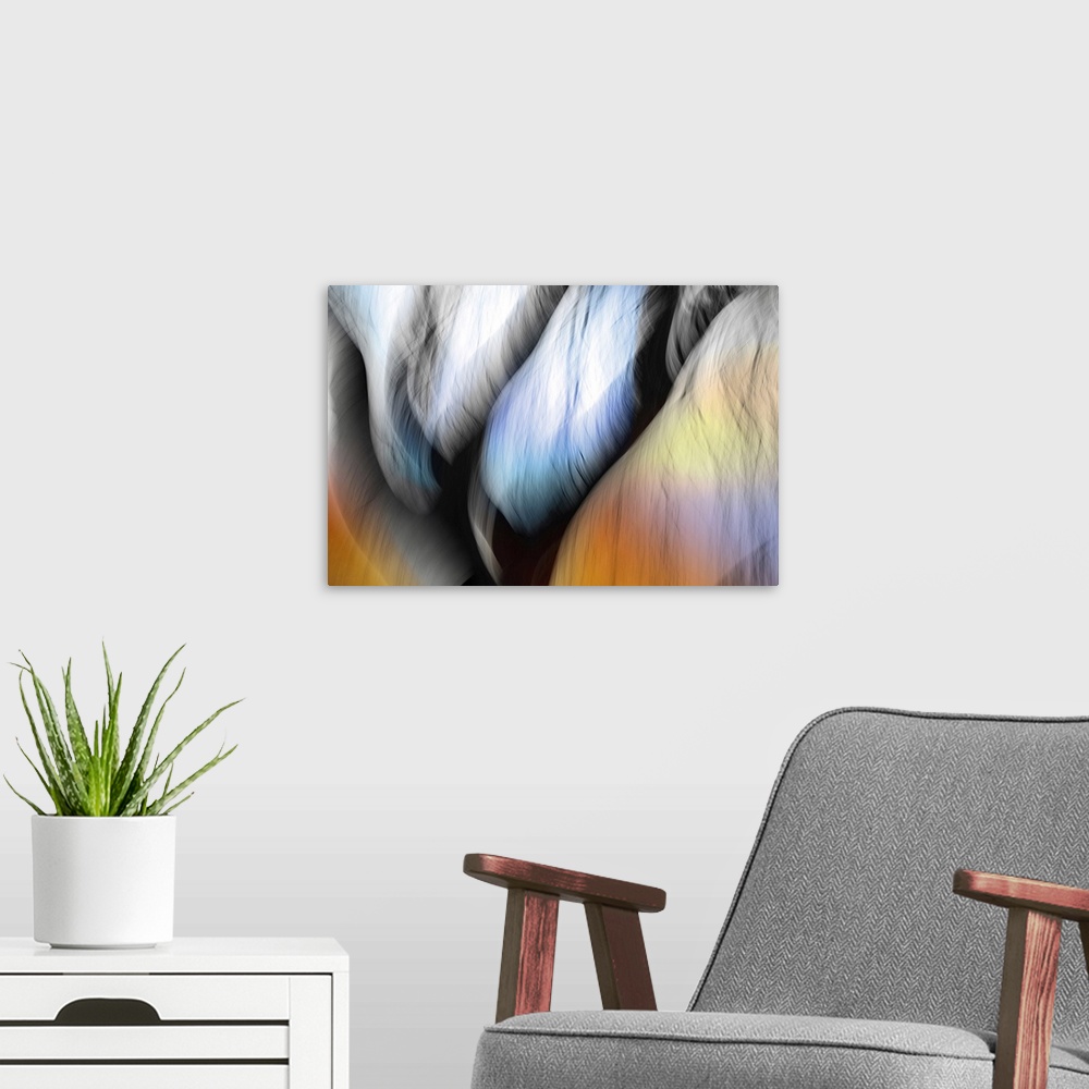 A modern room featuring Abstract image of a willow tree in New Denver, British Columbia, Canada. The image was made in la...