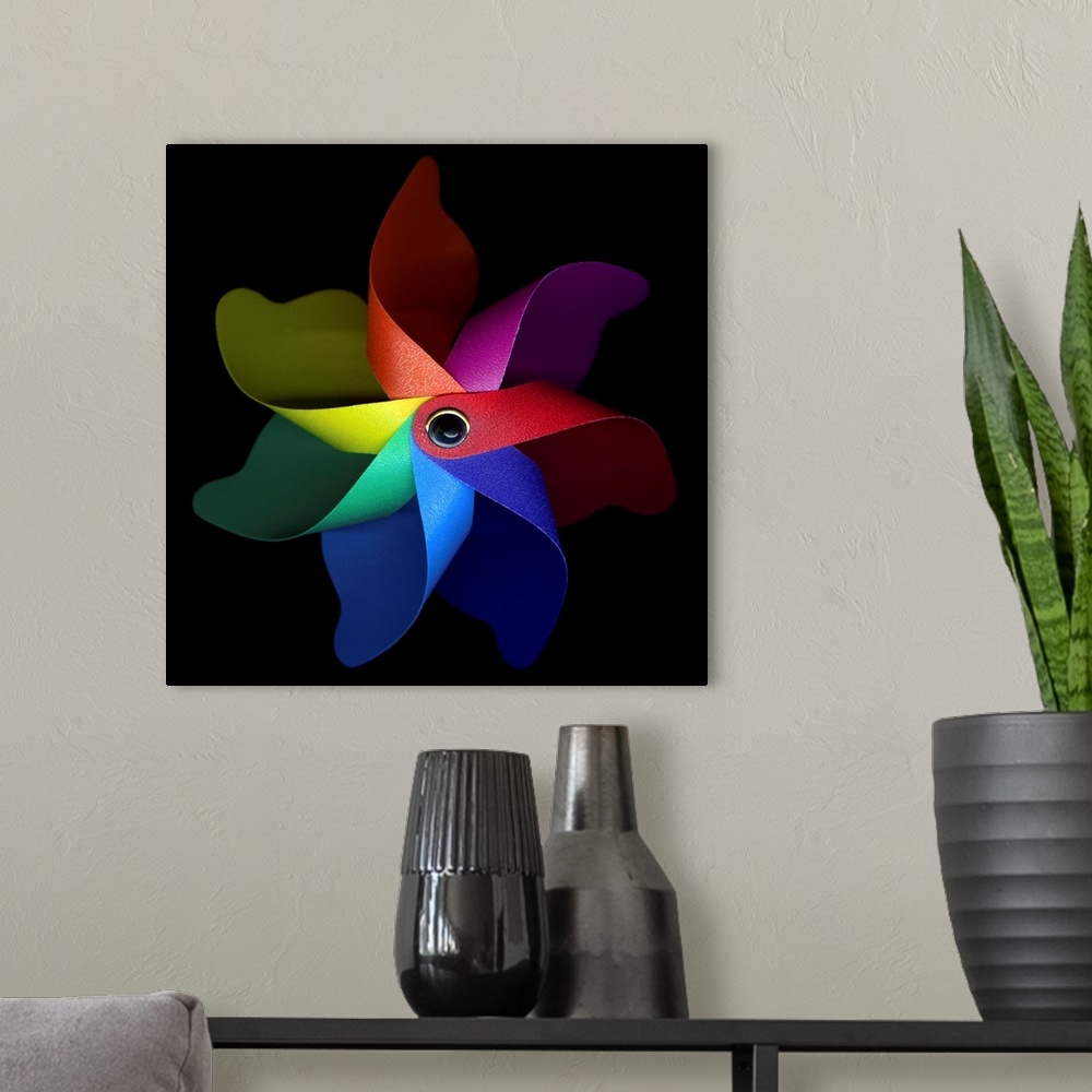 A modern room featuring Colourful little plastic windmill