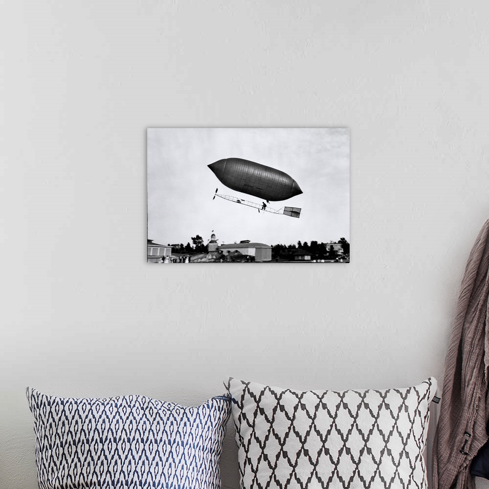A bohemian room featuring 1900's 1910's Lincoln Beachey Airship Appearance Is Cross Between Hot Air Balloon And Blimp.