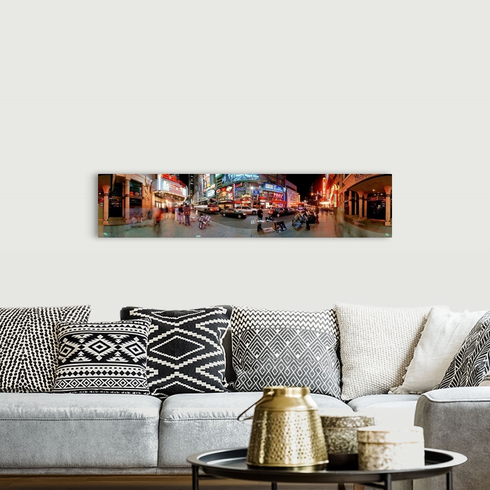 A bohemian room featuring 360 degree view of a city at dusk, Broadway, 42nd Street, Manhattan, New York City, New York Stat...