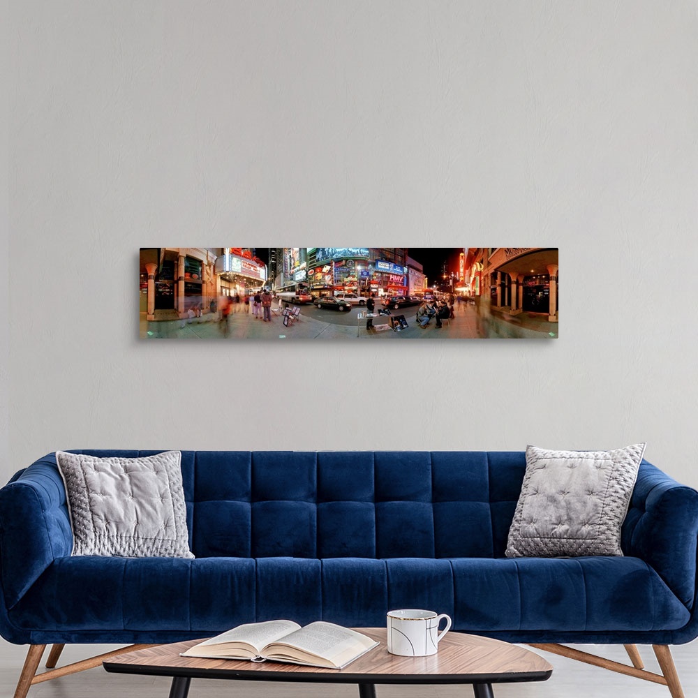 A modern room featuring 360 degree view of a city at dusk, Broadway, 42nd Street, Manhattan, New York City, New York Stat...
