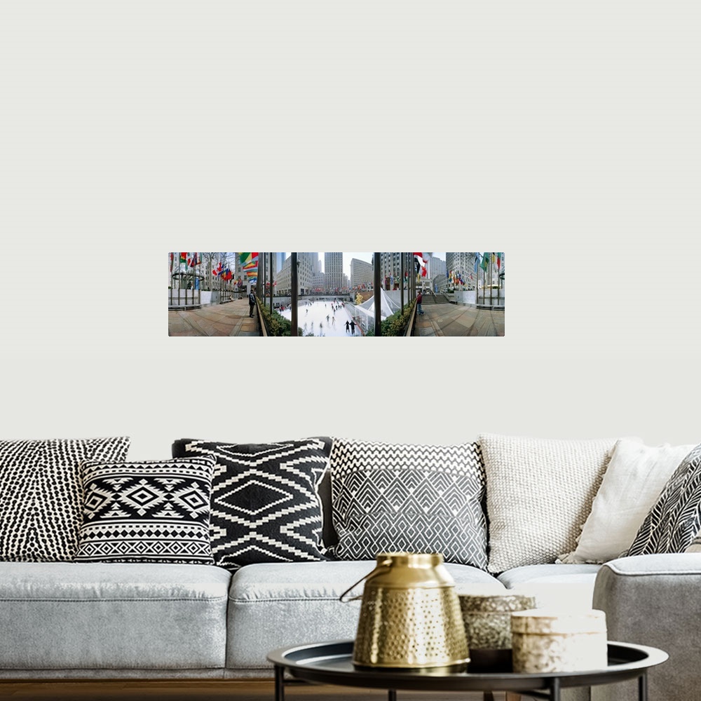 A bohemian room featuring 360 degree view of a city Rockefeller Center Manhattan New York City New York State