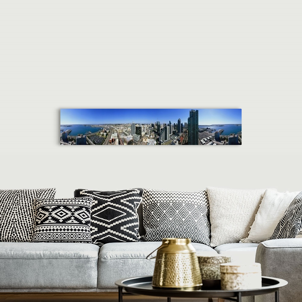A bohemian room featuring 360 degree view of a city, San Diego, California,