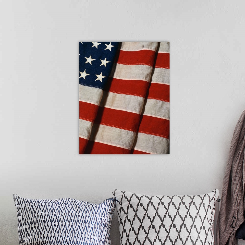A bohemian room featuring 48 Star American Flag