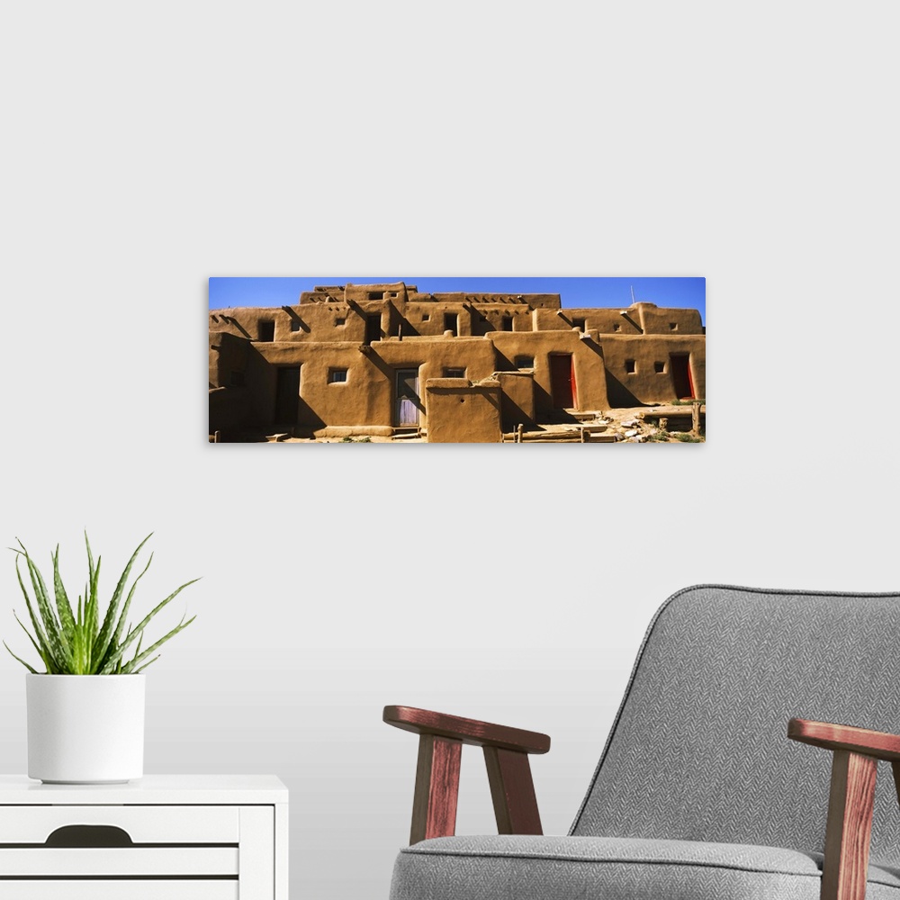 A modern room featuring Adobe houses in a village, Taos Pueblo, Taos, Taos County, New Mexico
