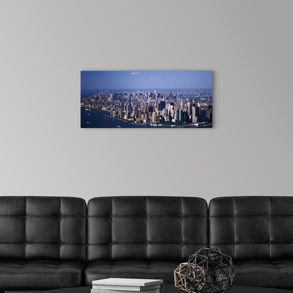 A modern room featuring Aerial Lower Manhattan and Midtown New York NY