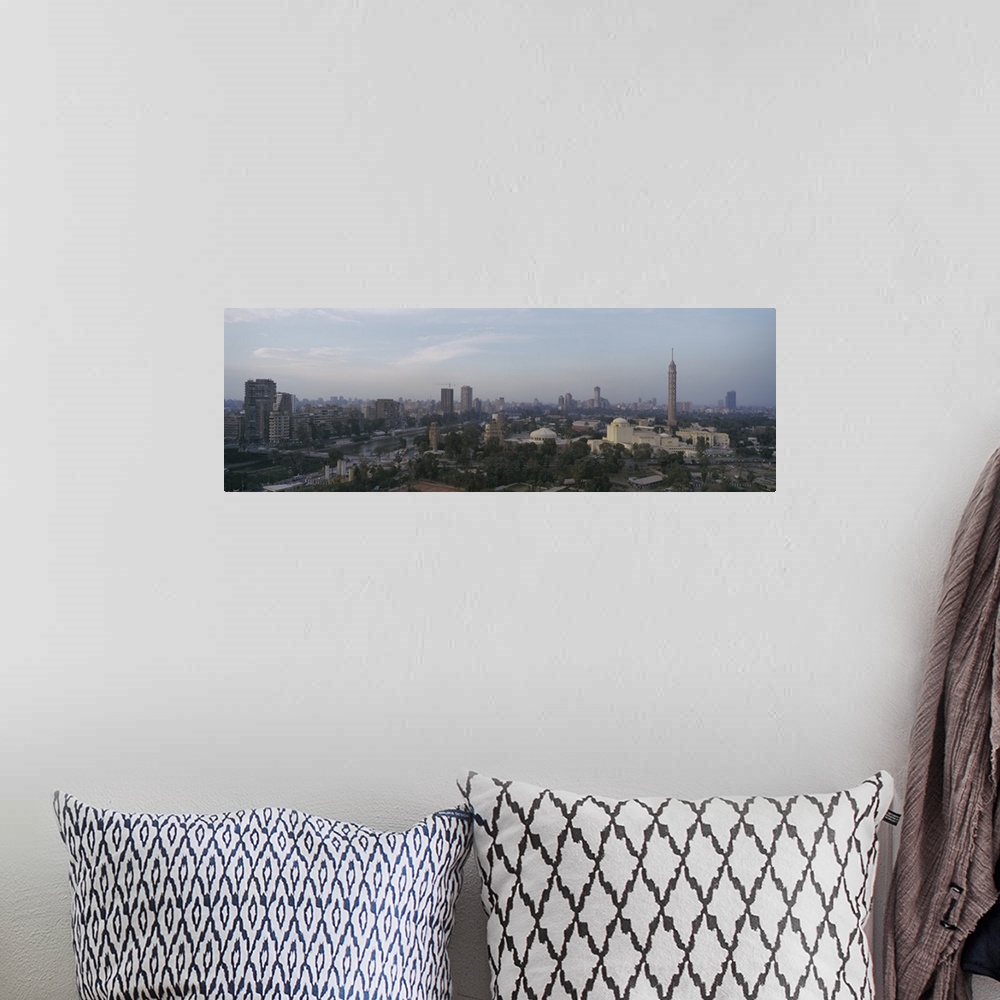 A bohemian room featuring Aerial view of a city, Cairo Tower on right, Gezira Island, Cairo, Egypt