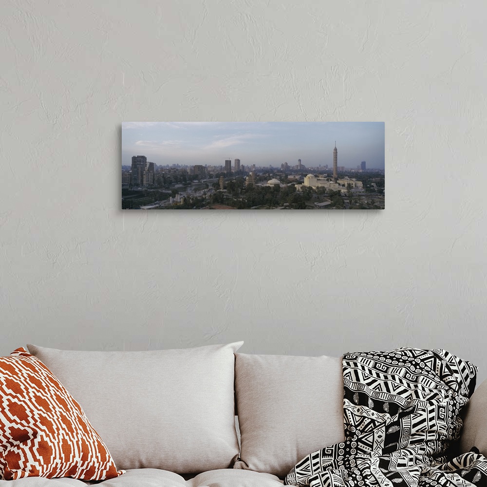 A bohemian room featuring Aerial view of a city, Cairo Tower on right, Gezira Island, Cairo, Egypt