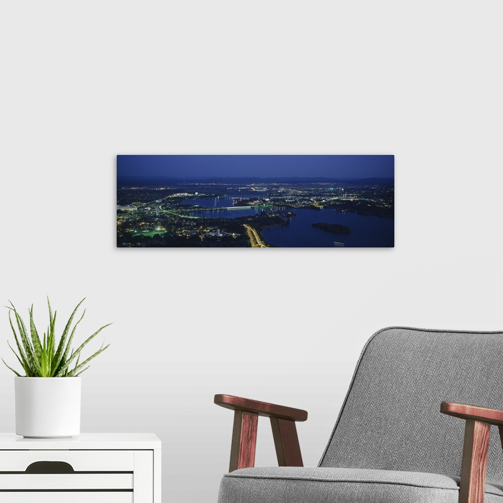A modern room featuring Aerial view of a city, Canberra, Australian Capital Territory, Australia