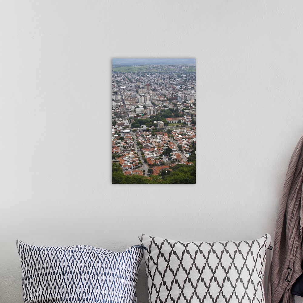 A bohemian room featuring Aerial view of a city, Cerro San Bernardo, Salta, Argentina