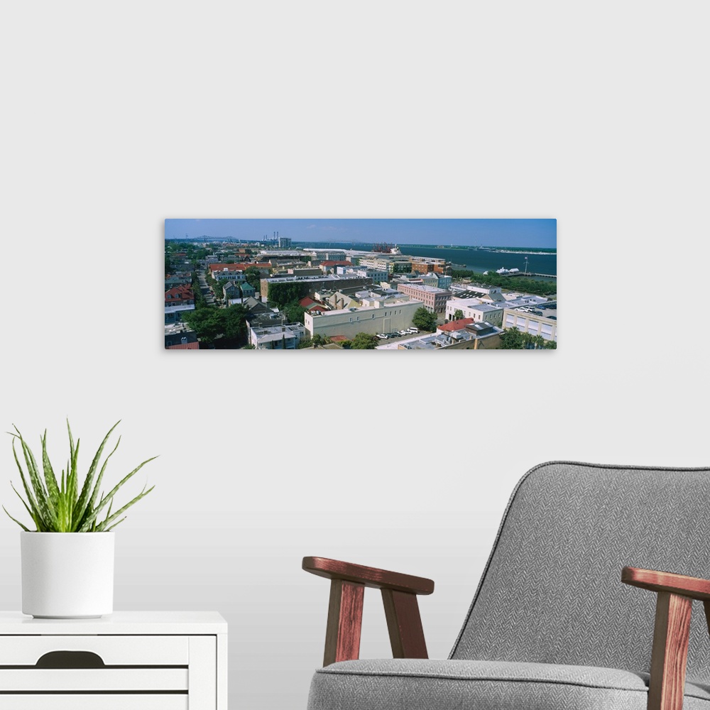 A modern room featuring Aerial view of a city, Charleston, South Carolina