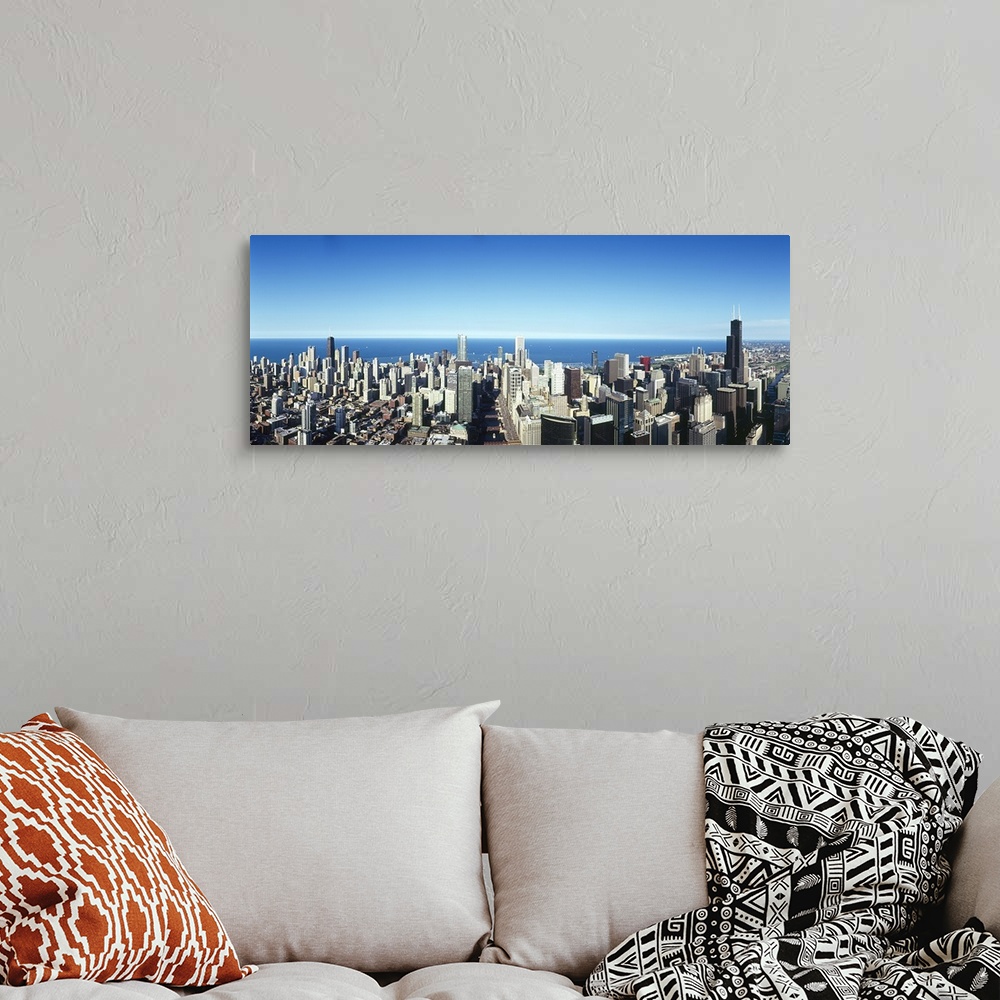 A bohemian room featuring High angle view of a city, Chicago, Cook County, Illinois, USA
