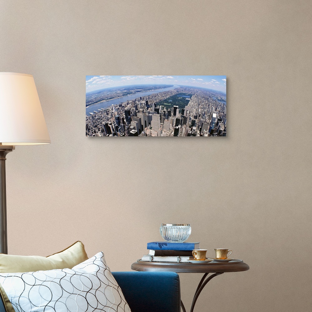 A traditional room featuring Aerial view of a city, Manhattan, New York City, New York State