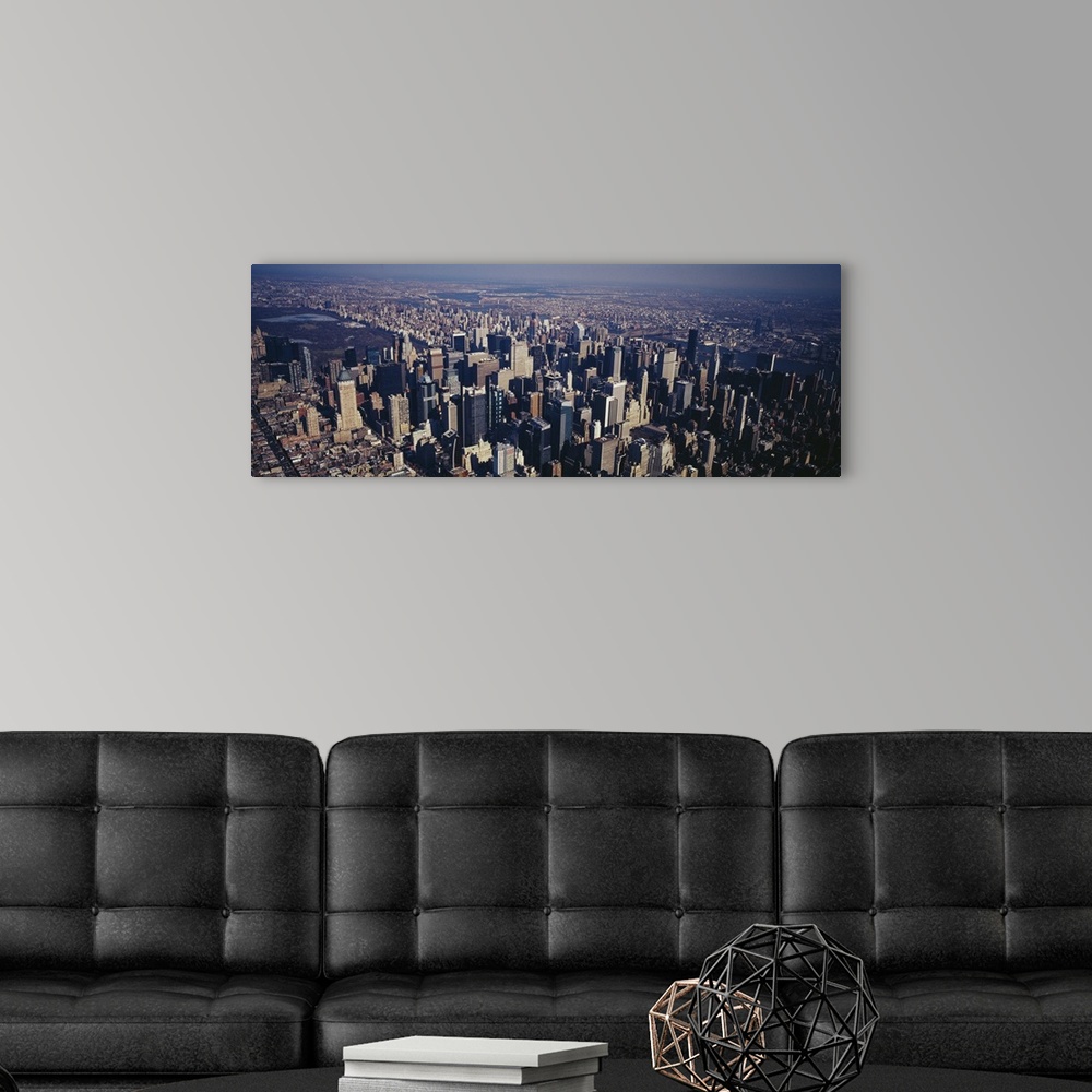 A modern room featuring Aerial view of a city, Manhattan, New York City, New York State