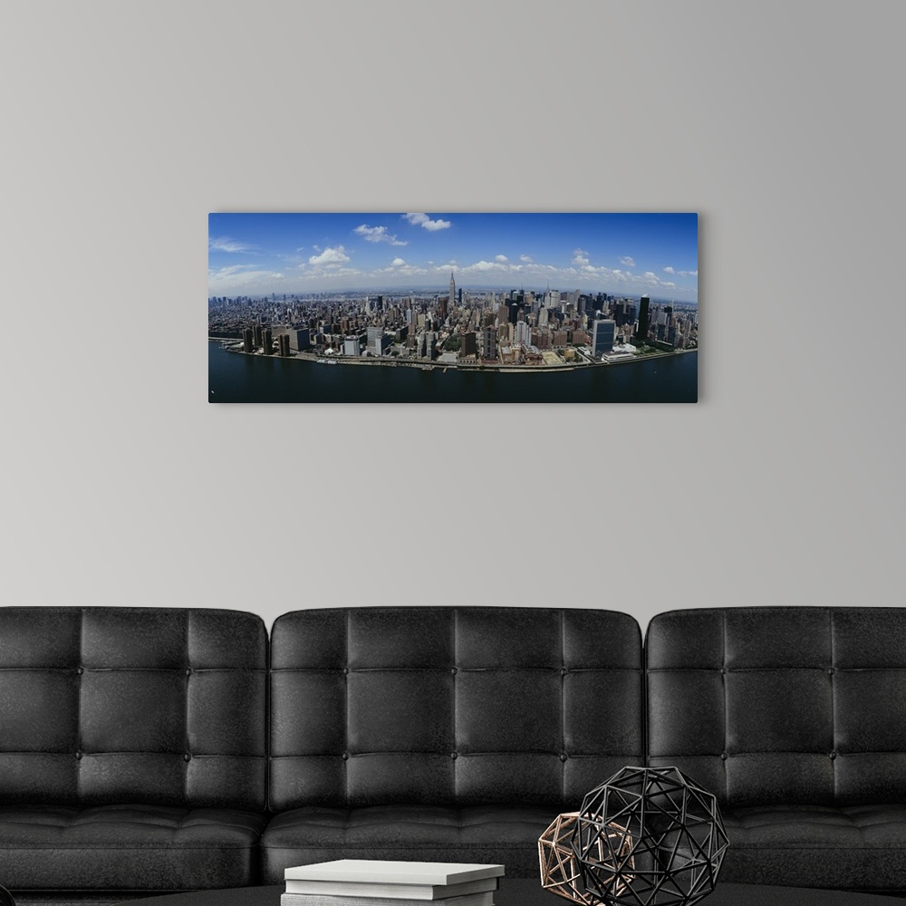 A modern room featuring Aerial view of a city, Manhattan, New York City, New York State