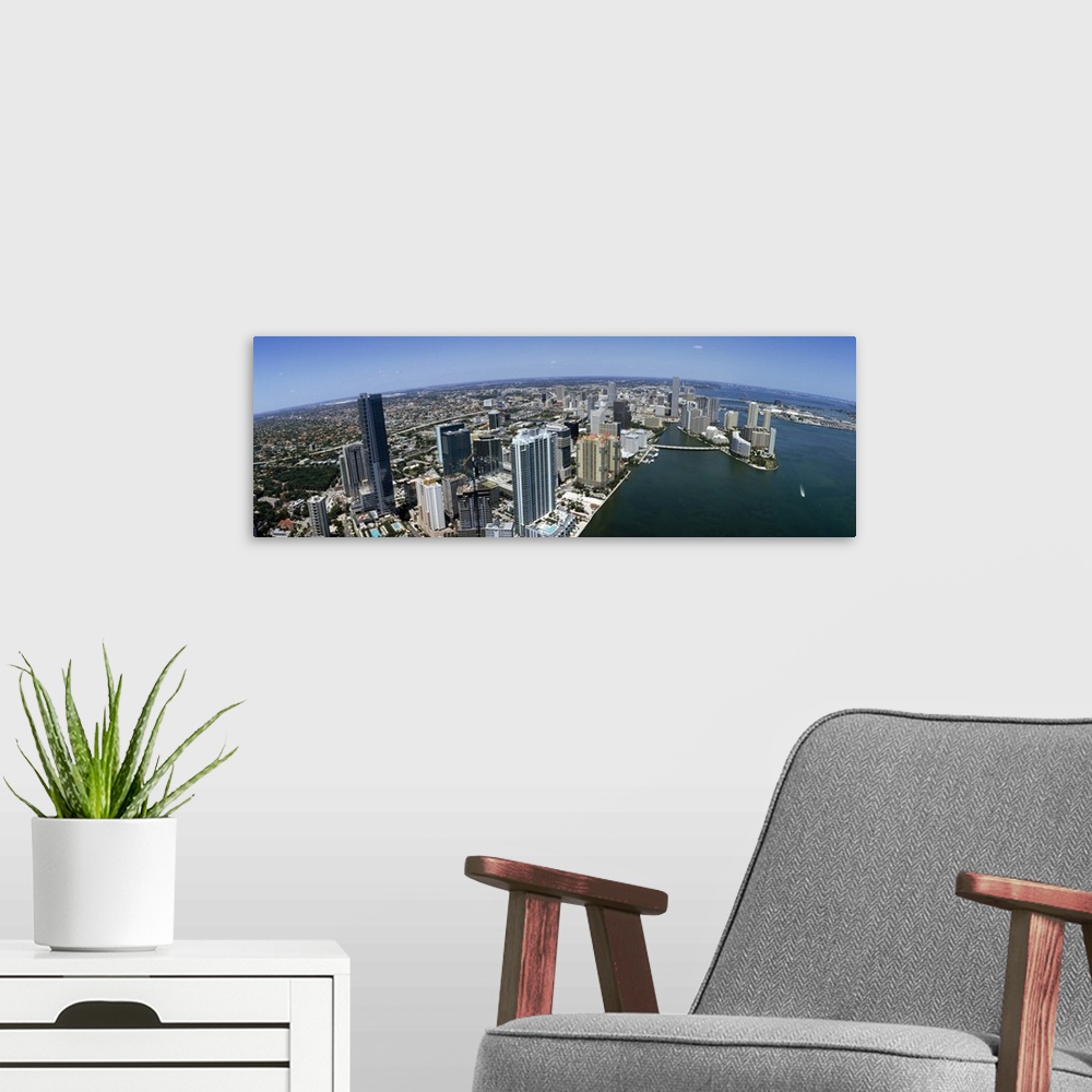 A modern room featuring Aerial view of a city, Miami, Miami Dade County, Florida,