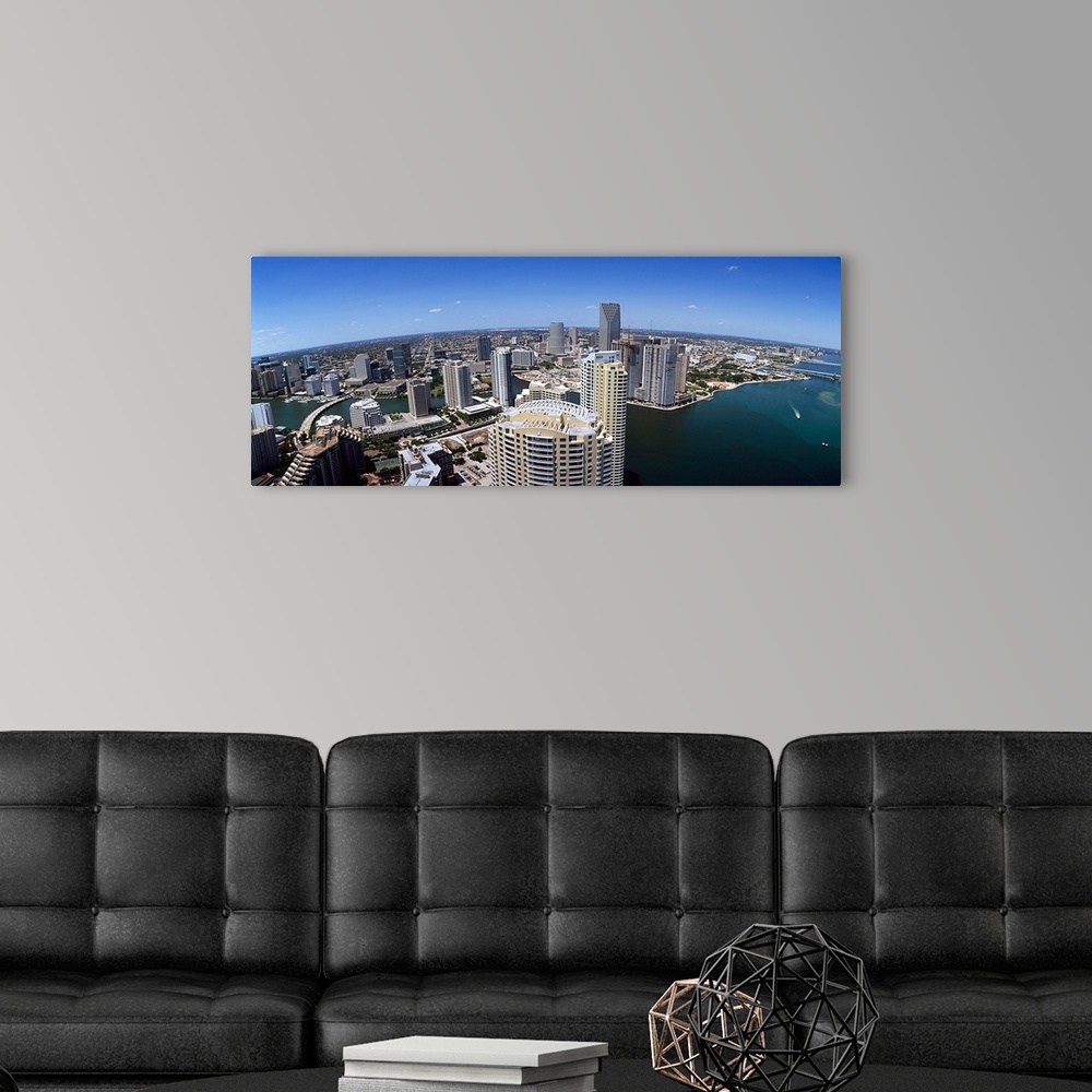 A modern room featuring Aerial view of a city, Miami, Miami Dade County, Florida,