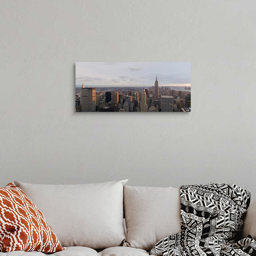 A bohemian room featuring Aerial view of a city, Midtown Manhattan, Manhattan, New York City, New York State,