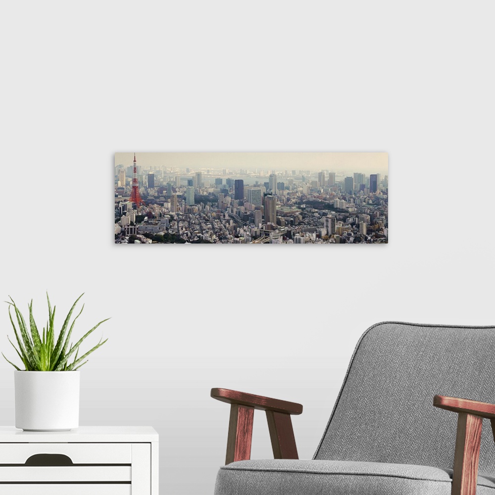 A modern room featuring Aerial view of a city, Mori Tower, Roppongi Hills, Tokyo Prefecture, Japan