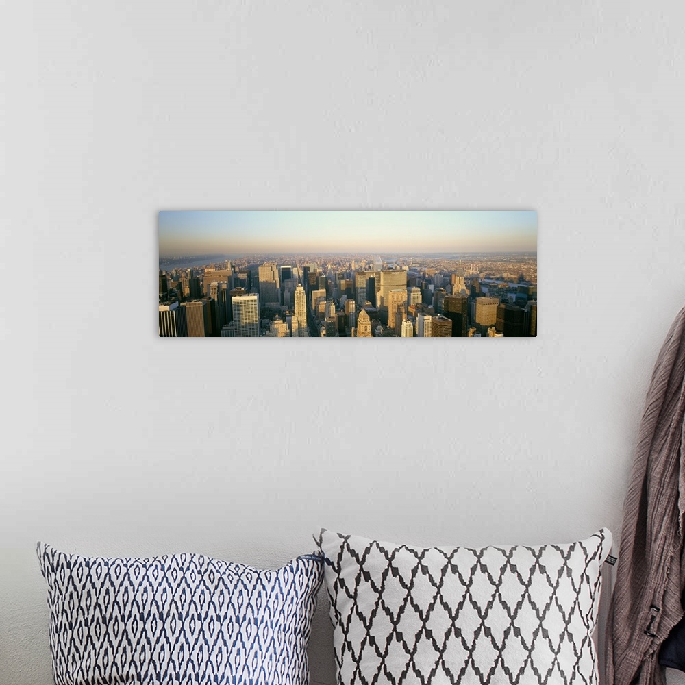A bohemian room featuring Aerial view of a city, New York City, New York State,