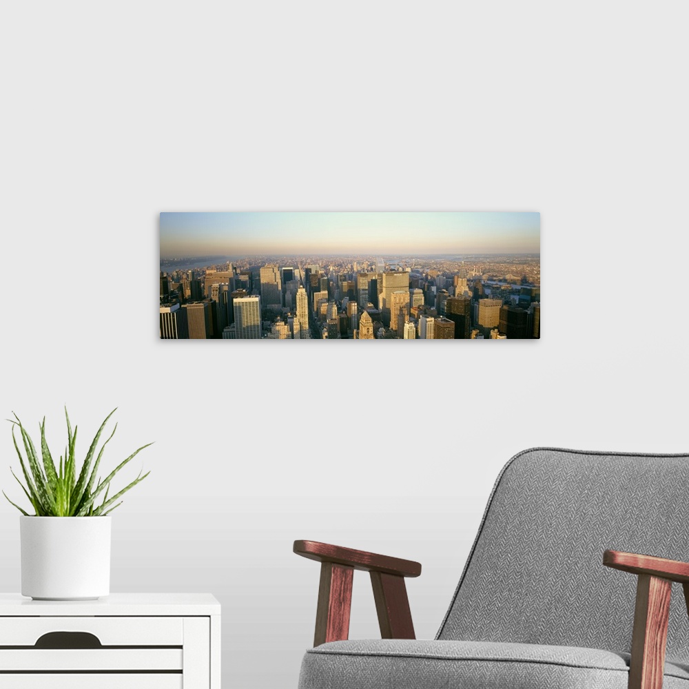 A modern room featuring Aerial view of a city, New York City, New York State,