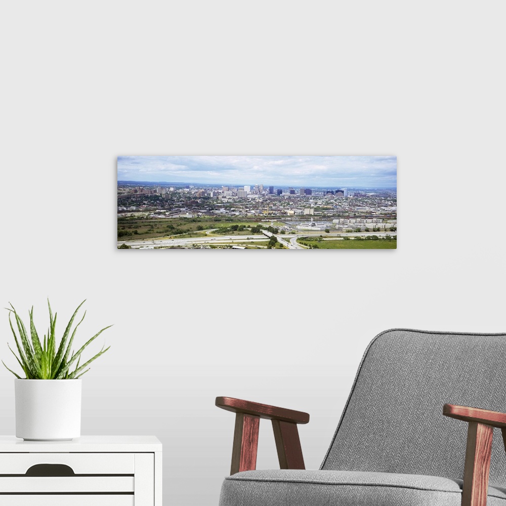 A modern room featuring Aerial view of a city, Newark, New Jersey
