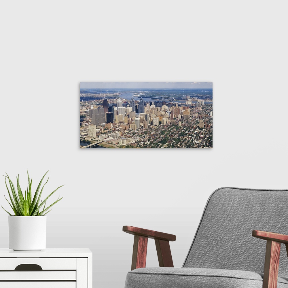 A modern room featuring Aerial view of a city, Philadelphia, Pennsylvania