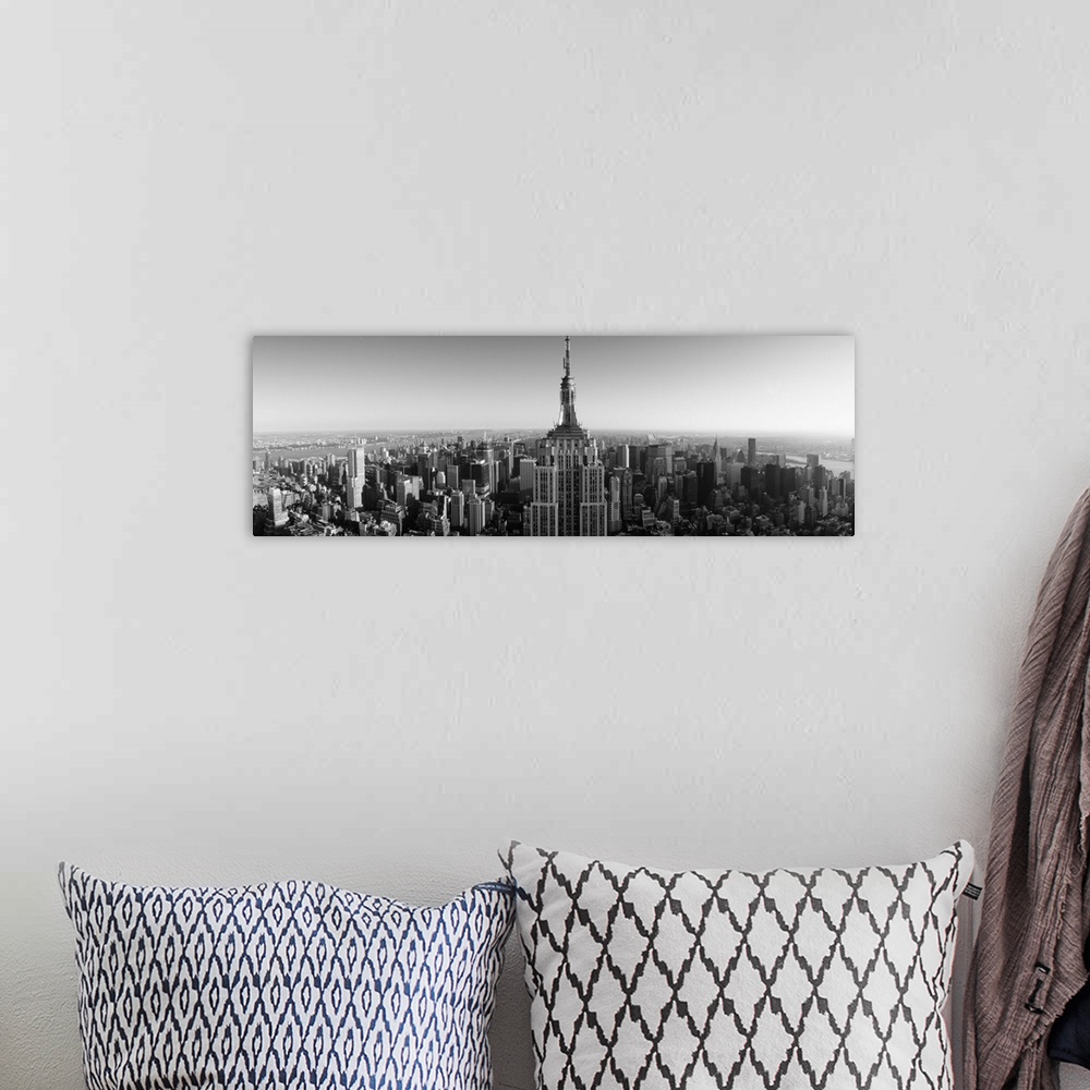 A bohemian room featuring Aerial view of a cityscape, Empire State Building, Manhattan, New York City
