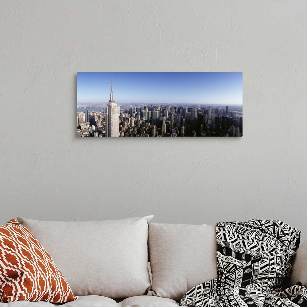 A bohemian room featuring Aerial view of a cityscape, Empire State Building, Manhattan, New York City, New York State