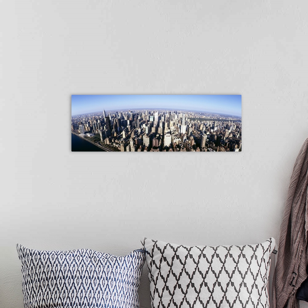 A bohemian room featuring Aerial view of a cityscape, Manhattan, New York City, New York State
