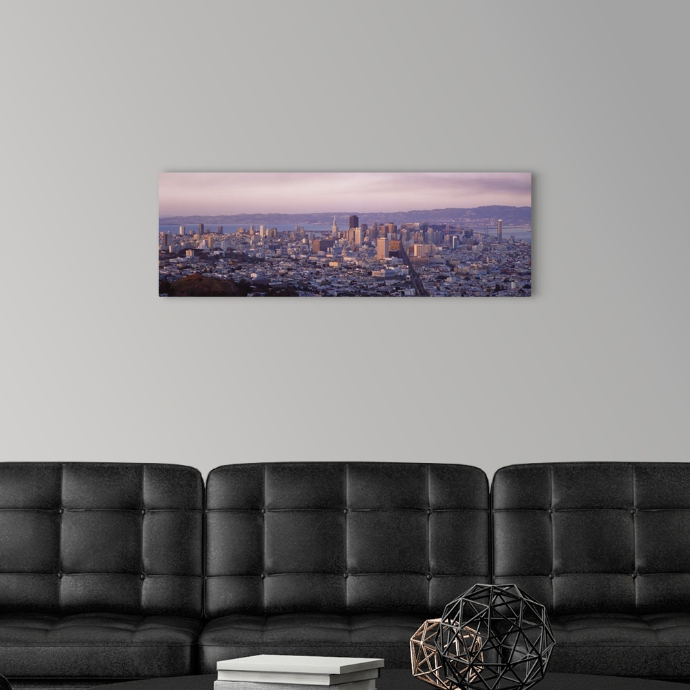 A modern room featuring Aerial view of a cityscape, San Francisco, California