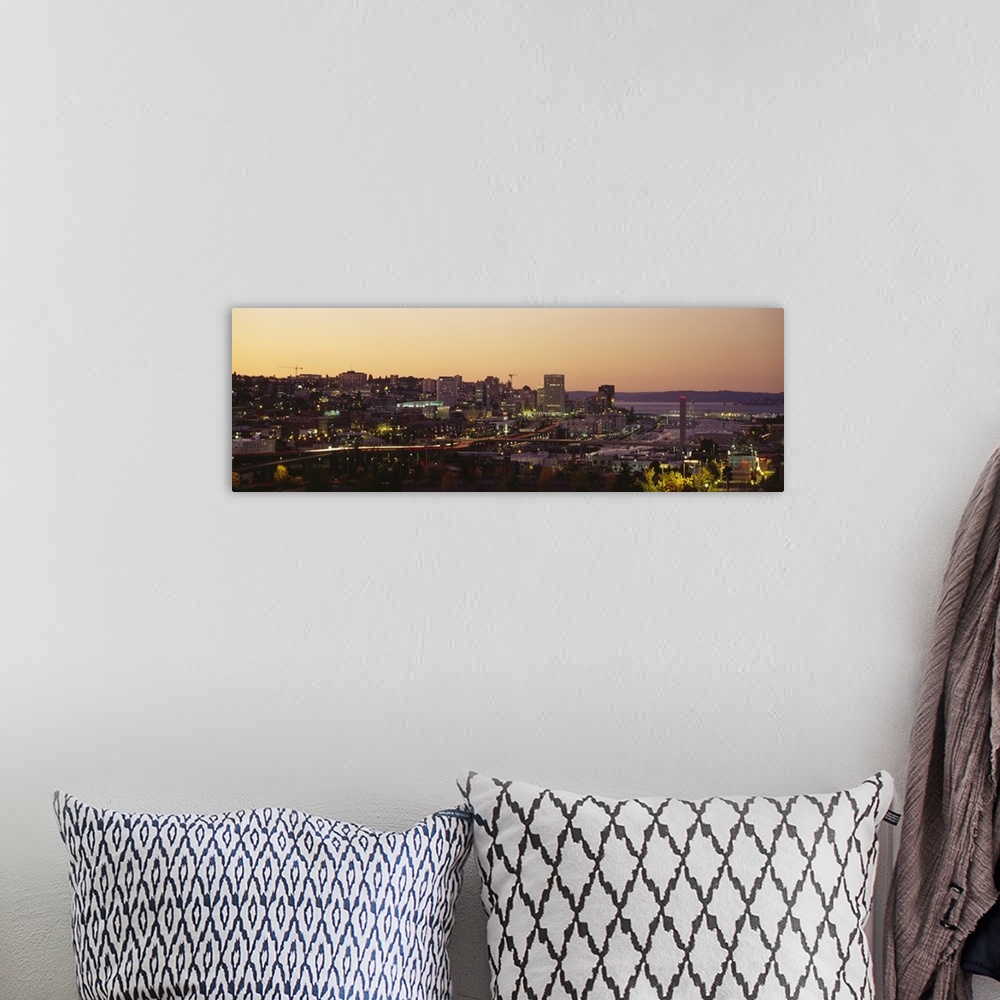 A bohemian room featuring Aerial view of a cityscape, Tacoma, Pierce County, Washington State