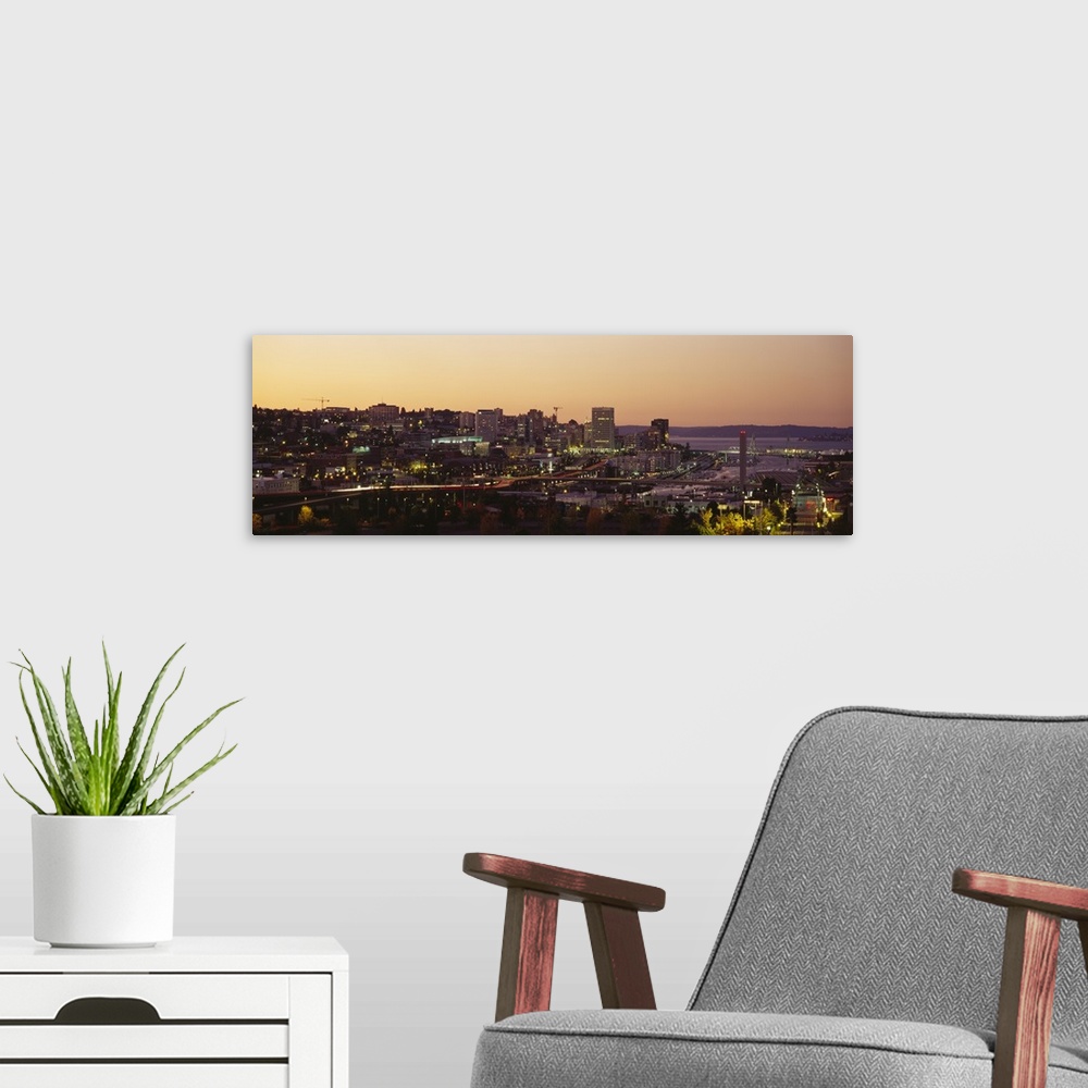 A modern room featuring Aerial view of a cityscape, Tacoma, Pierce County, Washington State