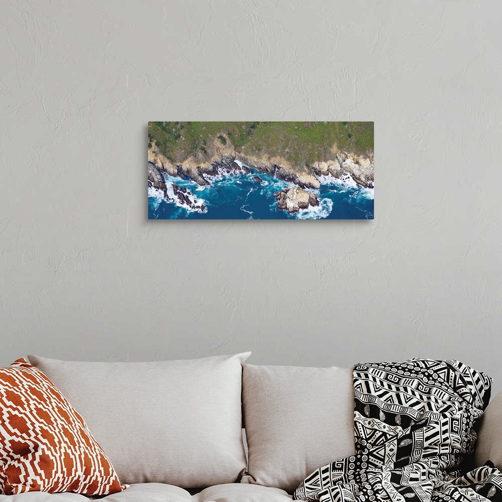 A bohemian room featuring Aerial view of a coast, Big Sur, Monterey County, California
