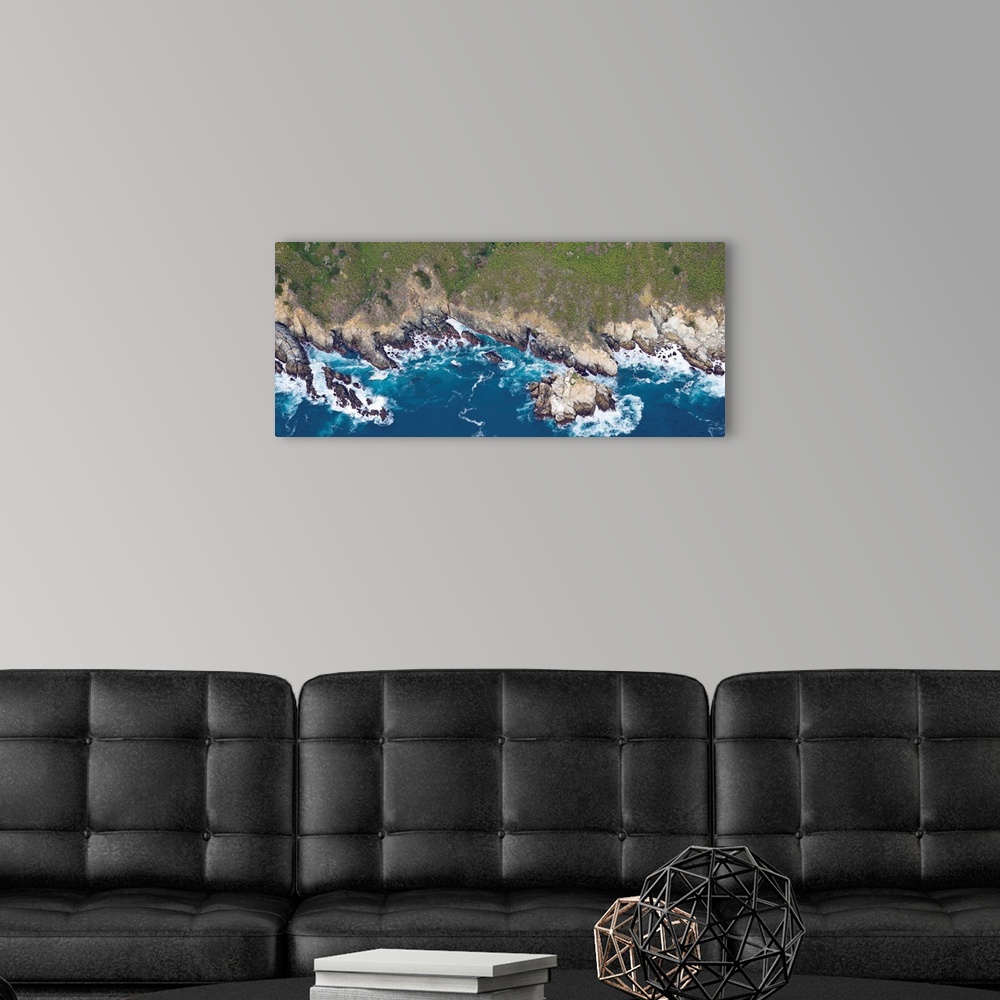 A modern room featuring Aerial view of a coast, Big Sur, Monterey County, California