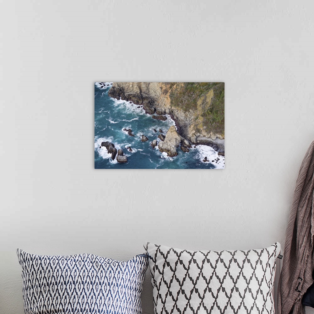 A bohemian room featuring Aerial view of a coast, Big Sur, Monterey County, California