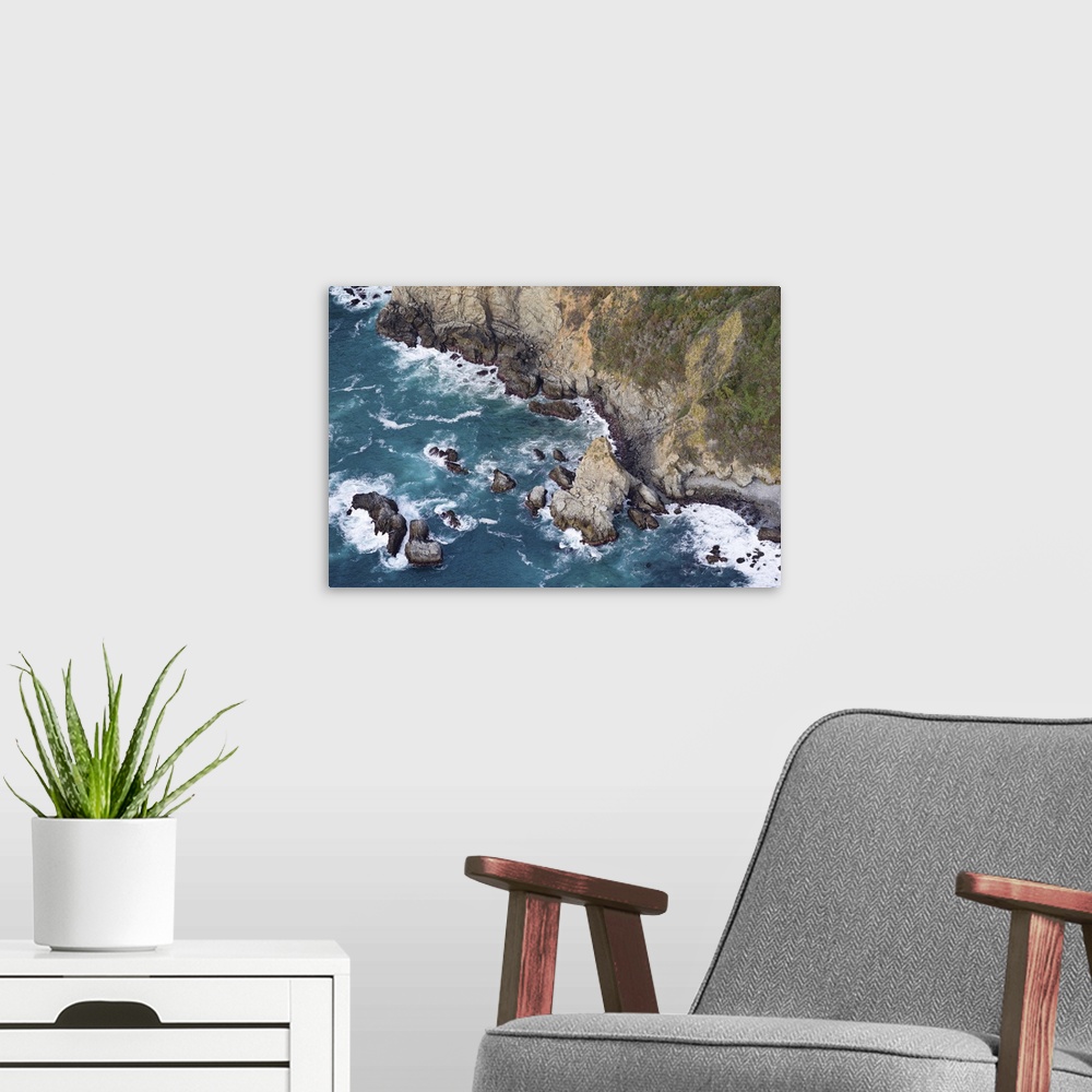 A modern room featuring Aerial view of a coast, Big Sur, Monterey County, California